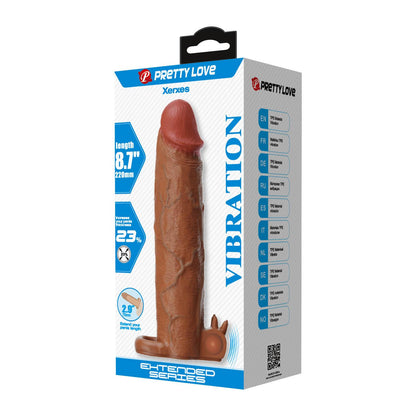 7-Wibrująca przedłużka na penisa Pretty Love Xerxes 22 cm ciemnobrązowa-7