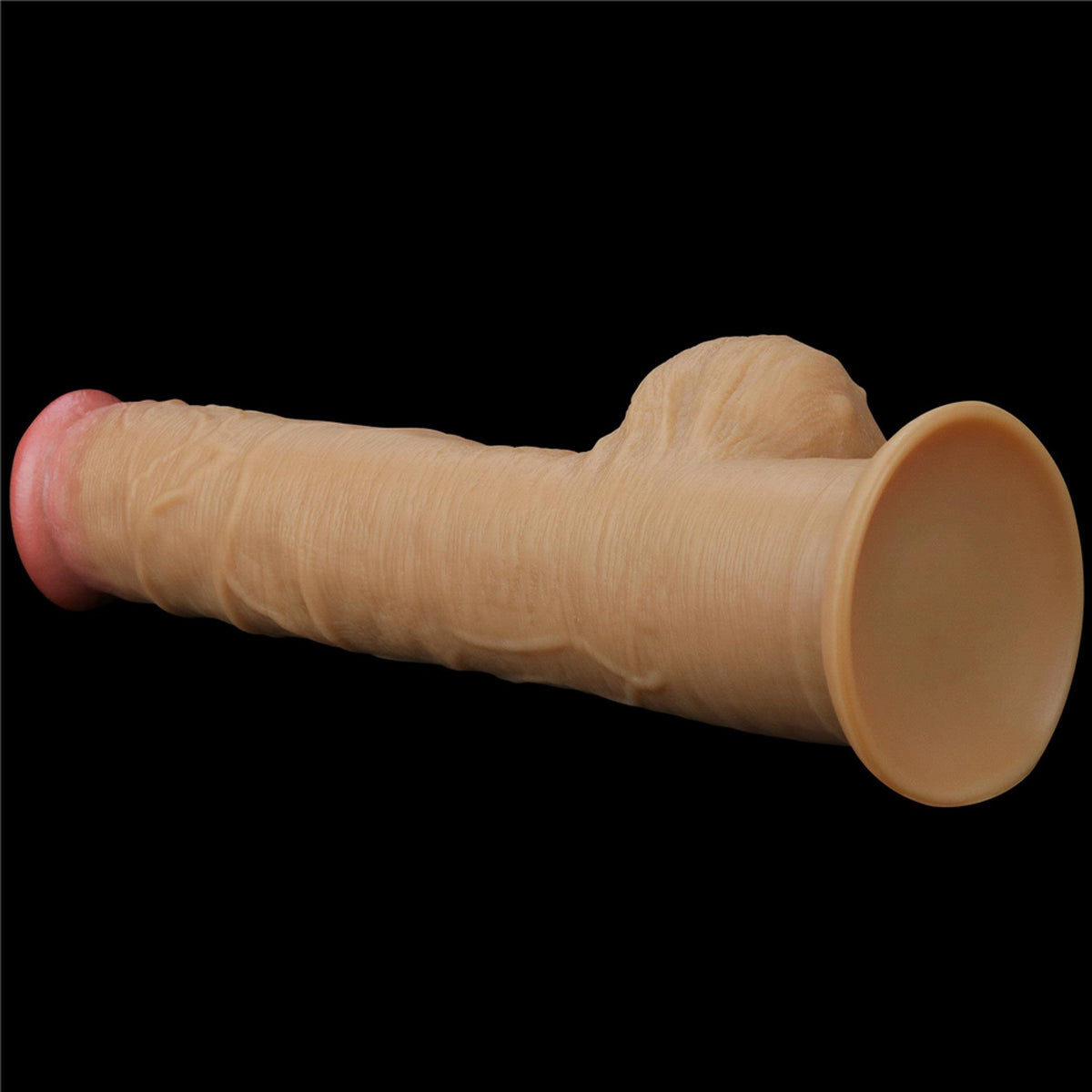 7-Dildo realistyczne dwuwarstwowe silikonowe z uchwytem Lovetoy 32 cm-7