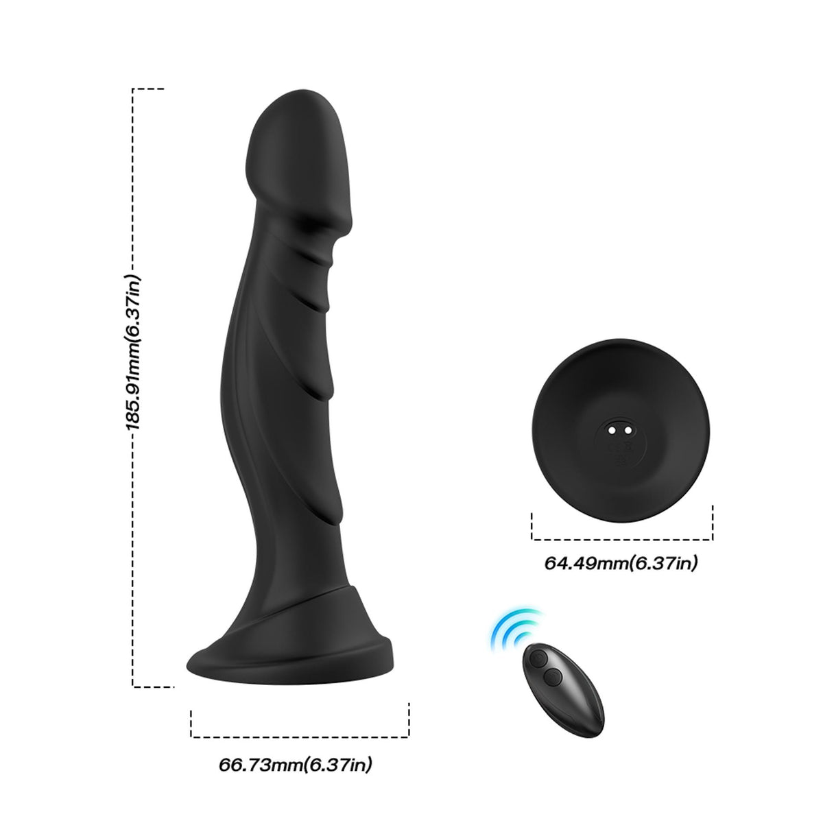 6-Dildo realistyczne Optimus Black silikonowe z pilotem 18 5 cm-6