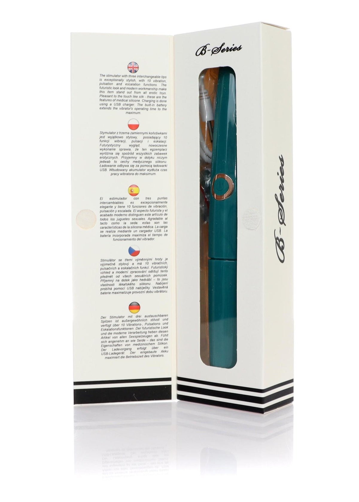 9-Stymulator silikonowy z 3 końcówkami B Series Magic USB 10 funkcji-9