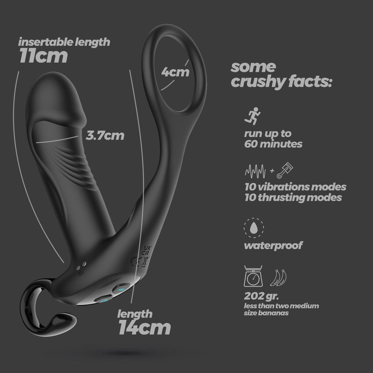9-Masażer prostaty Crushious Magoo z pierścieniem i pilotem USB 14 cm-9