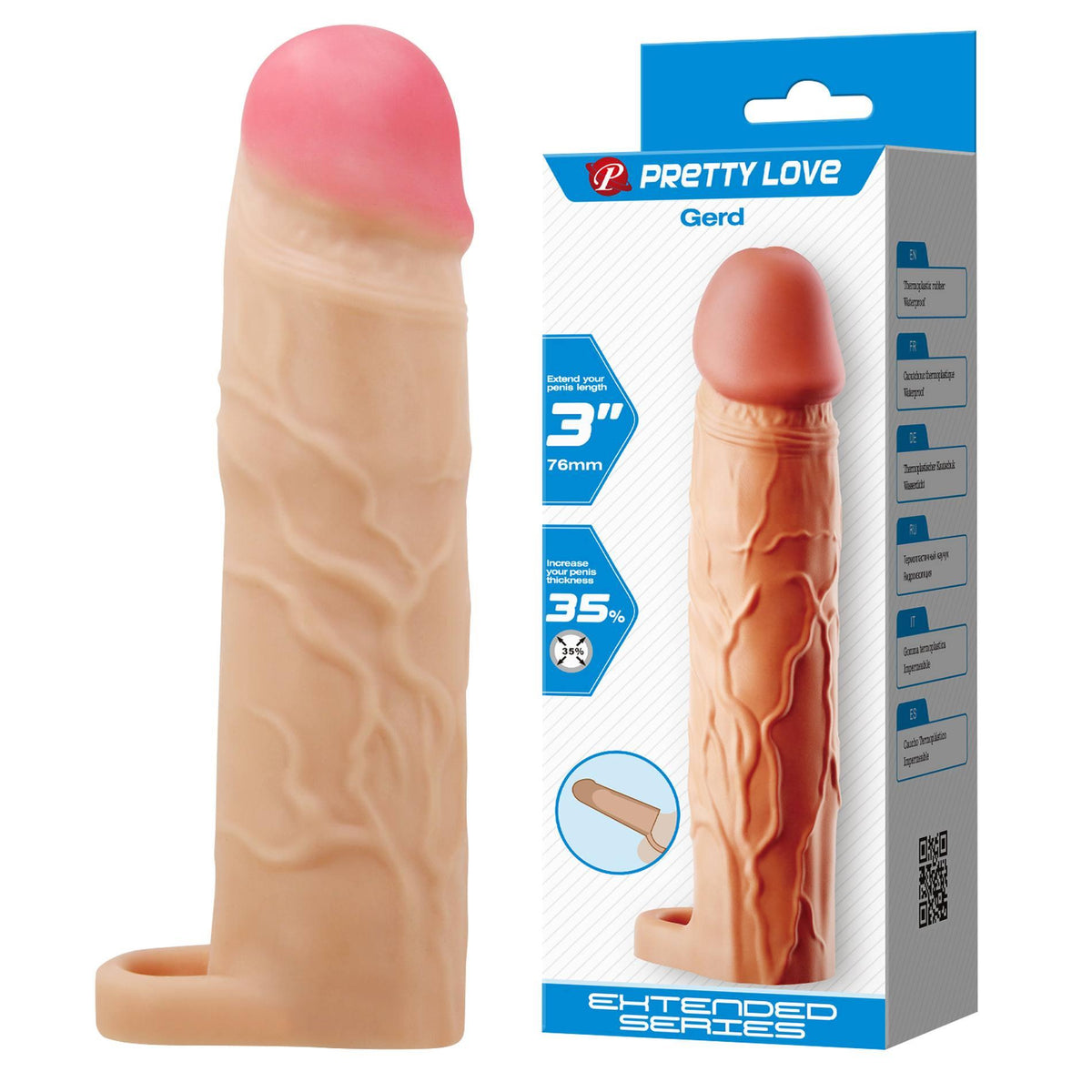 7-Przedłużka na penisa Pretty Love Gerd Flesh TPR 76 mm-7