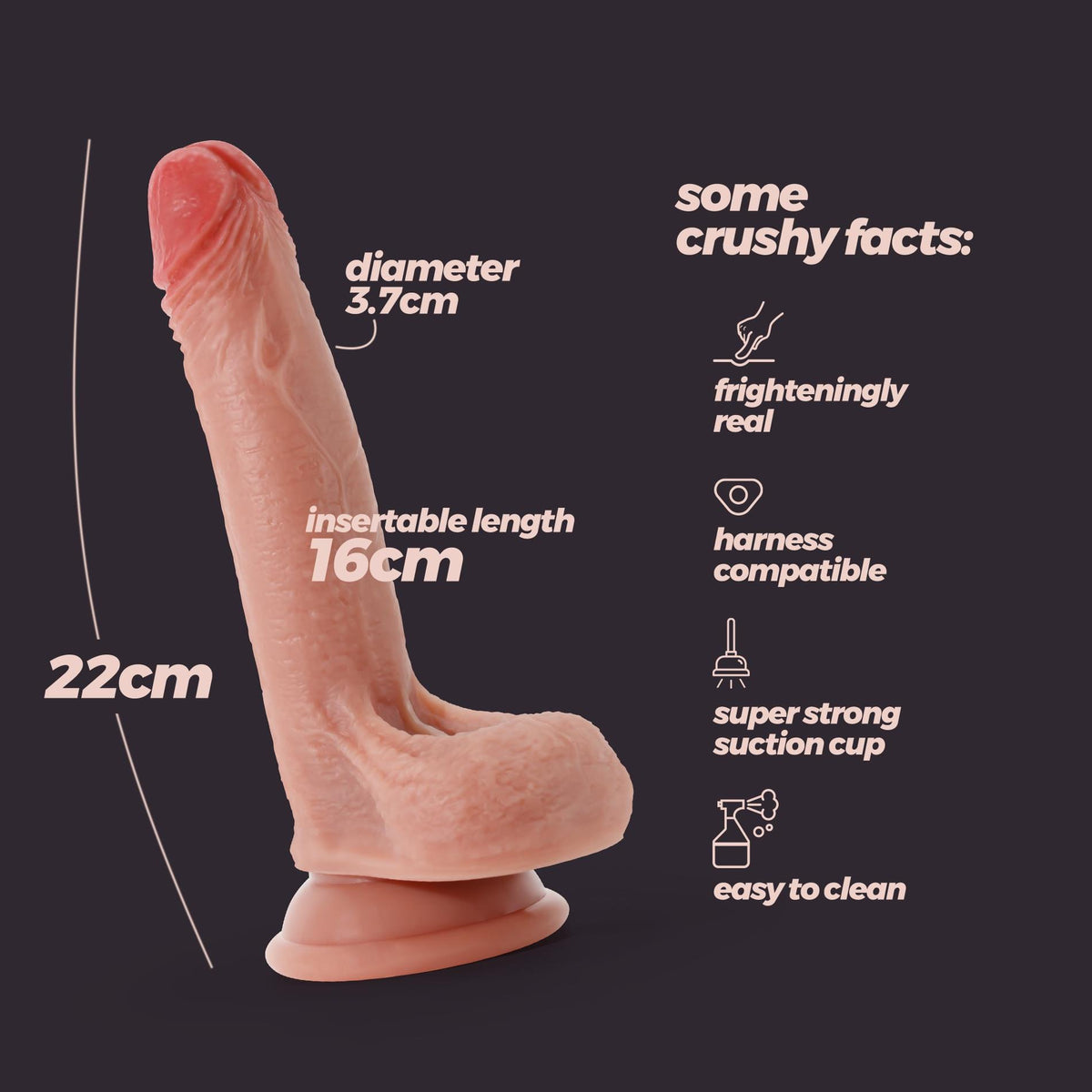 7-Dildo realistyczne Crushious Inviktus silikonowe 22 cm-7