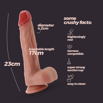 7-Dildo realistyczne Crushious Inviktus 9 cieliste 23 cm płynny silikon-7
