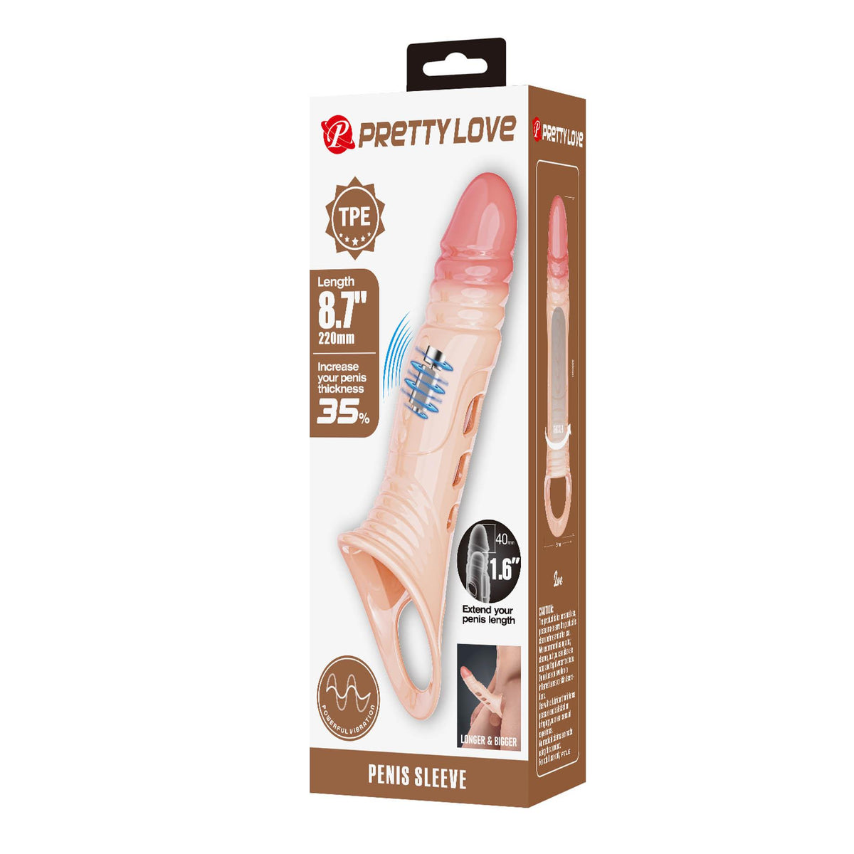 7-Realistyczna wibrująca nakładka na penisa Pretty Love 22 cm-7