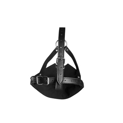 11-Head Harness with Mouth Cover and Solid Ball Gag - Black-11