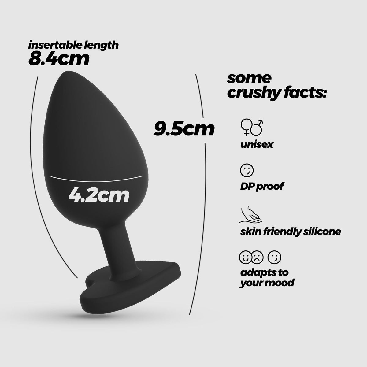 9-Plug analny Crushious Cuore Large z wymiennymi kryształkami-9