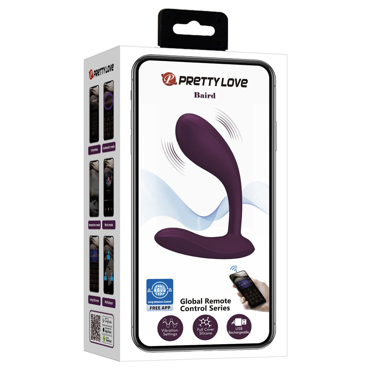 7-Wibrator silikonowy Pretty Love Baird fioletowy z aplikacją 12 funkcji-7