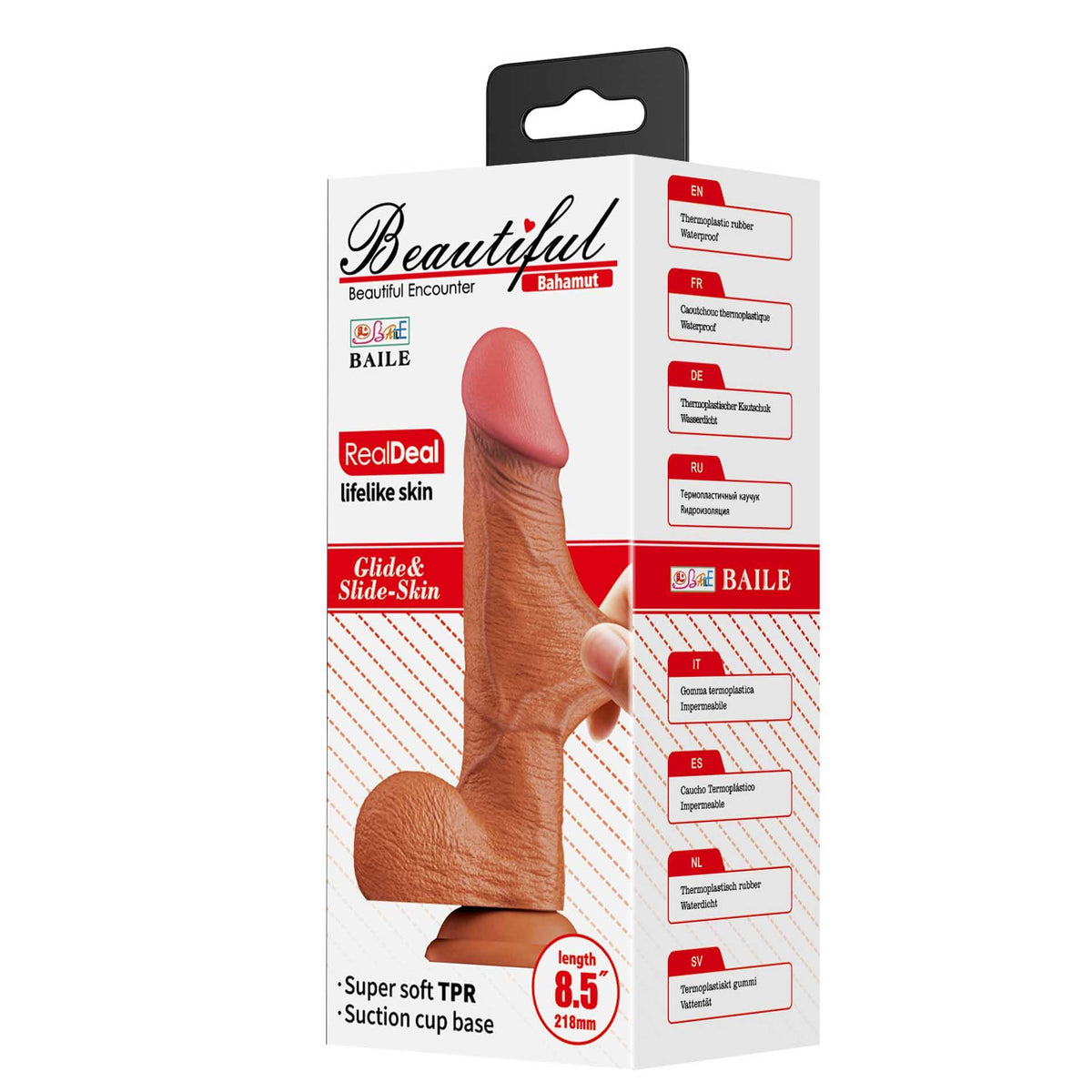 8-Dildo realistyczne Baile zakrzywione z przyssawką 21,8 cm-8