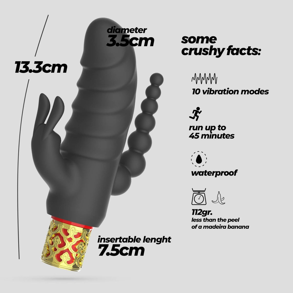 9-Mini wibrator Crushious Romanov z silikonową nakładką 13 cm-9