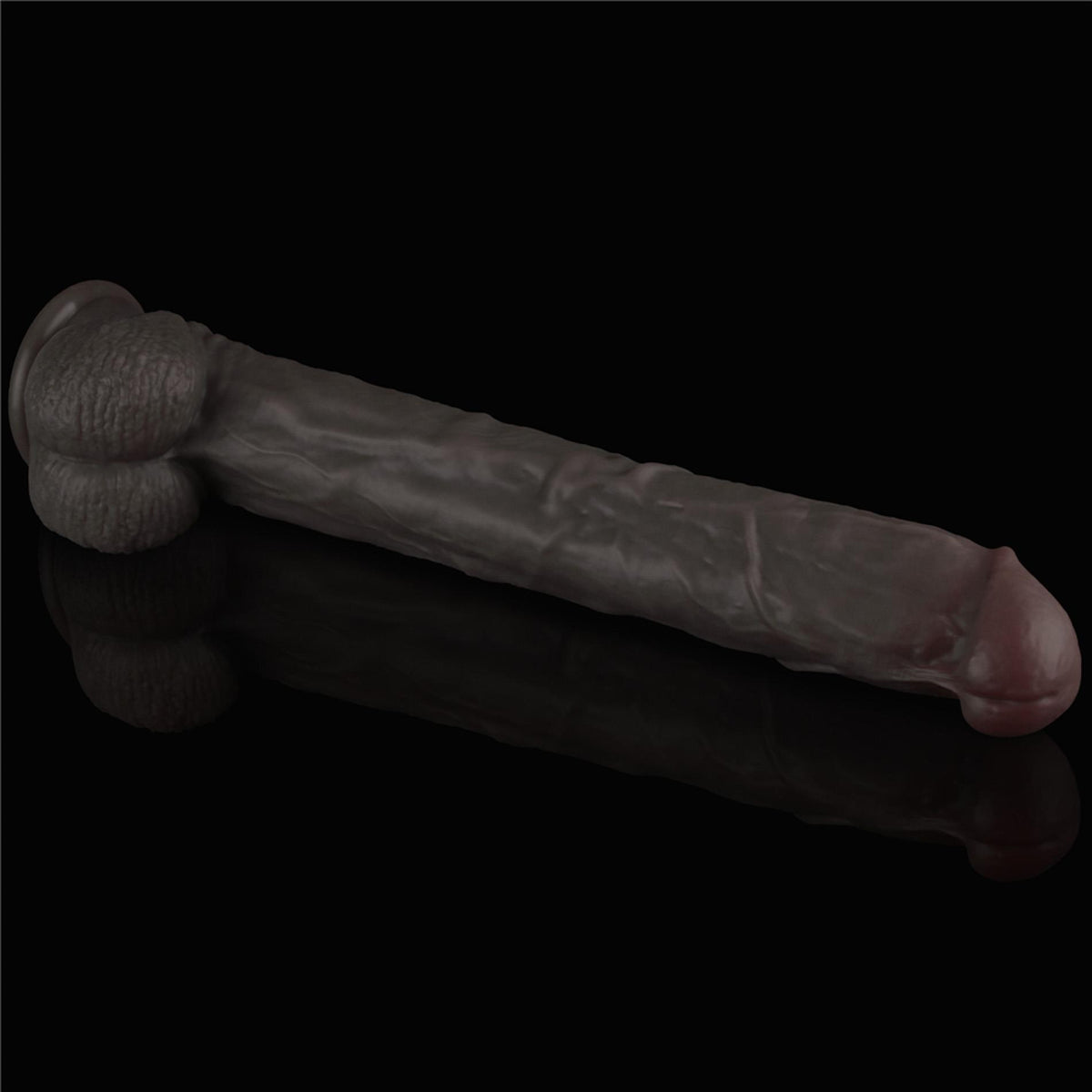 7-14.5'' Dual Layered Bendable Silicone Cock XXL(Black)-7