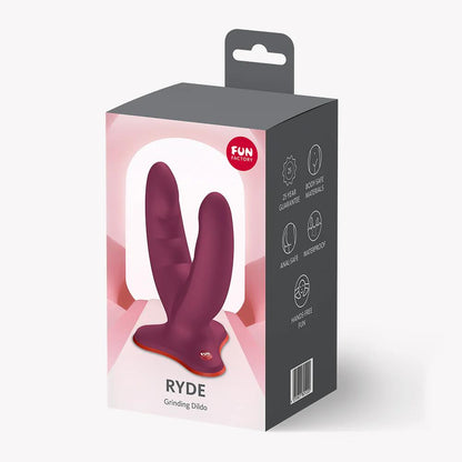11-Dildo podwójne z przyssawką Fun Factory Ryde bordowe-11
