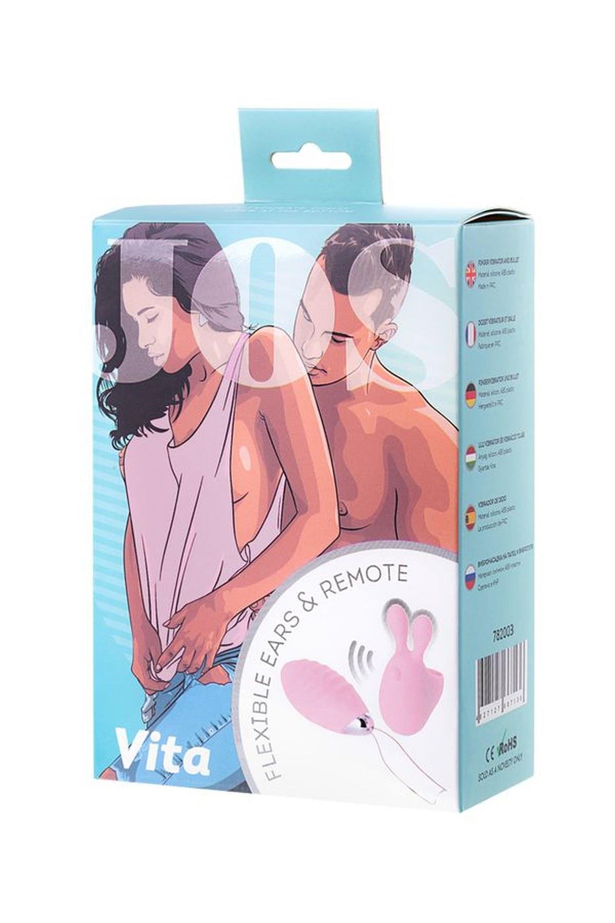 7-JOS VITA Wibrujące jajko na palec z nakładką, pudrowy róż, silikon 8,5 cm-7