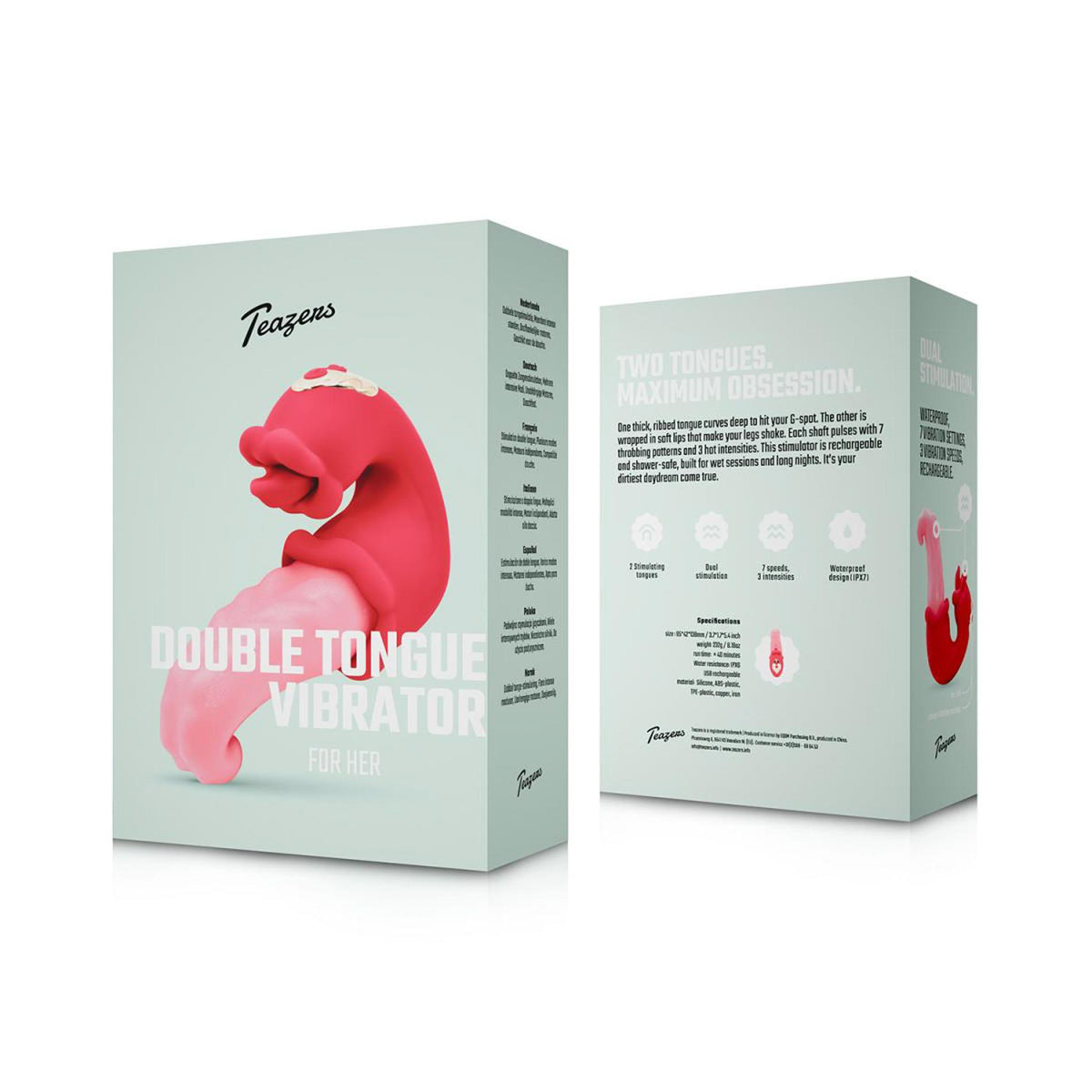 7-Wibrator Teazers Double Tongue różowy silikonowy ładowalny-7