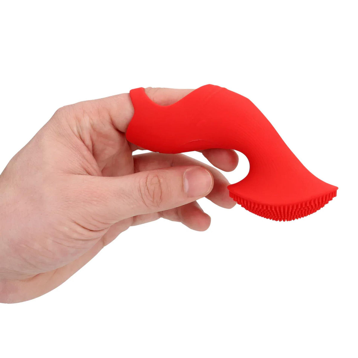 7-Mini wibrator na palec teksturowany Loveline czerwony 12 cm-7