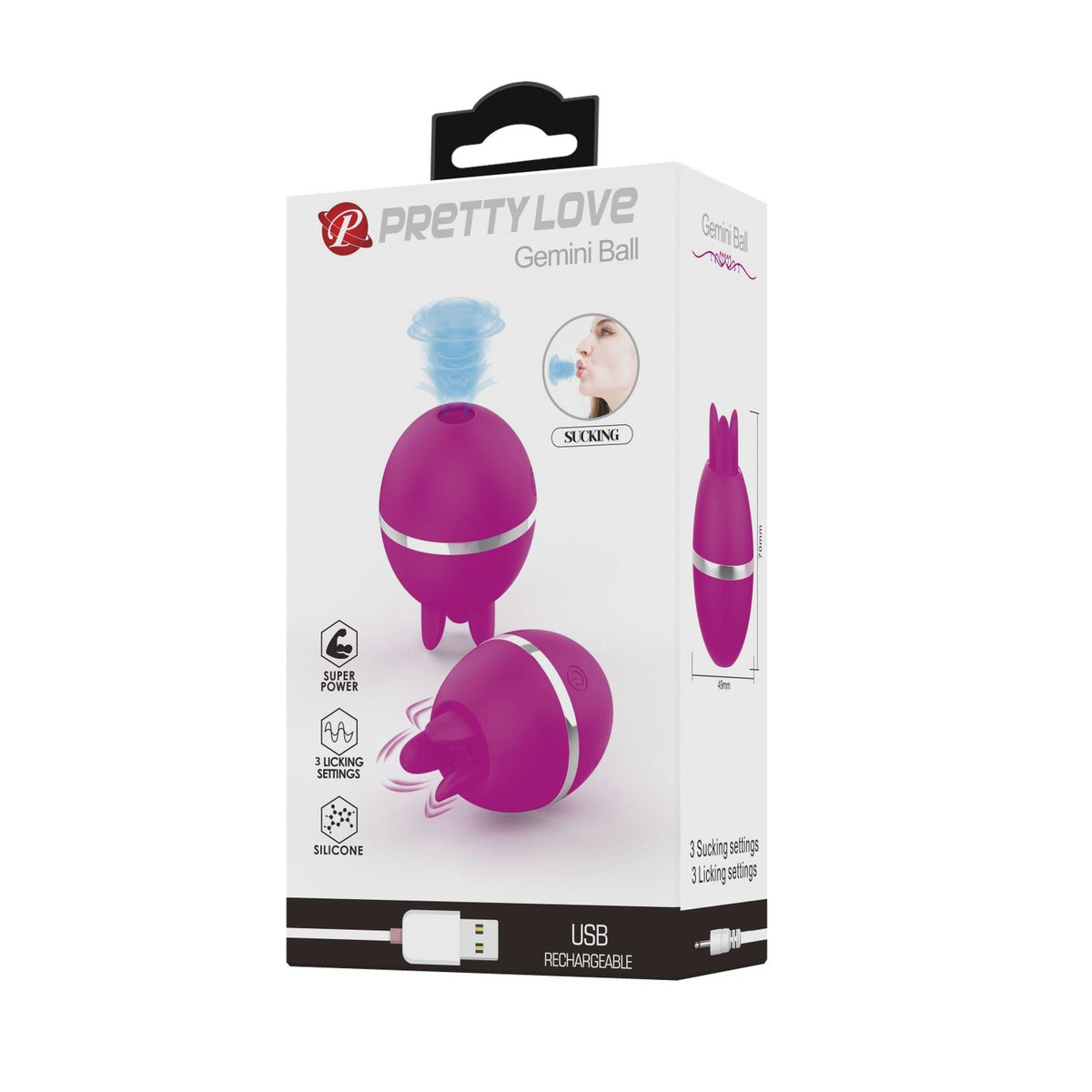 8-PRETTY LOVE - Gemini Ball, Silicone, USB rechargeable-8