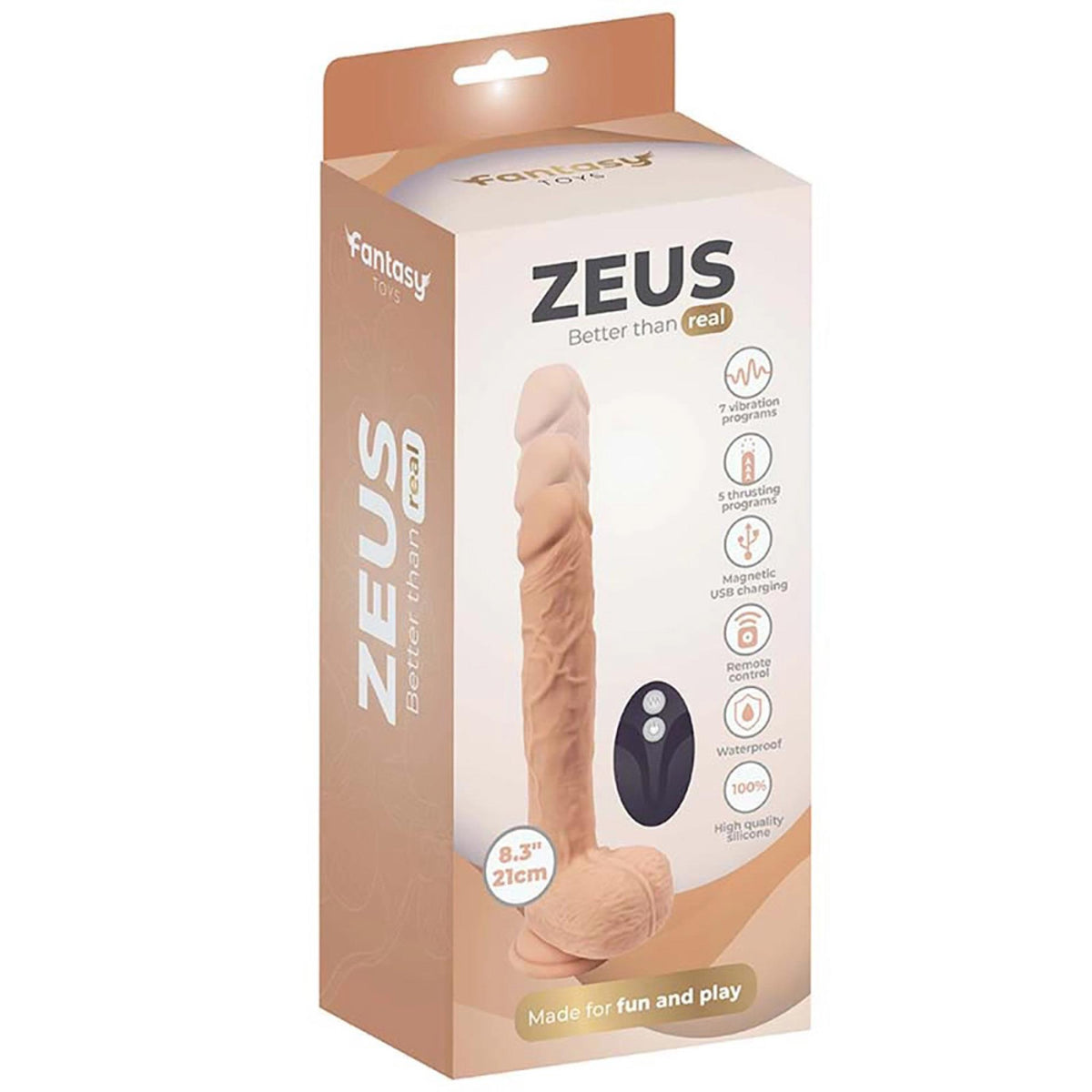 7-Dildo realistyczne wibrujące z ruchem Fantasy Zeus 21 cm z pilotem-7