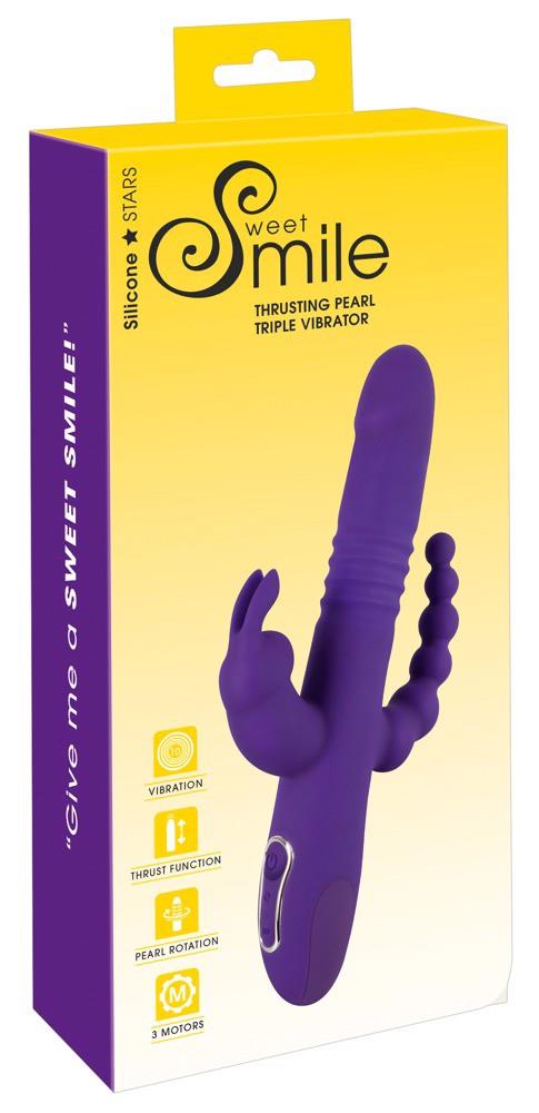 8-Wibrator króliczek Sweet Smile Triple Thrusting USB-8