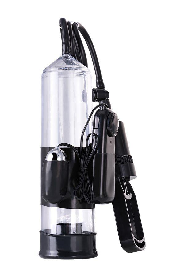 9-Pompka do penisa z wibracją A-Toys transparentna czarna 22,8 cm-9