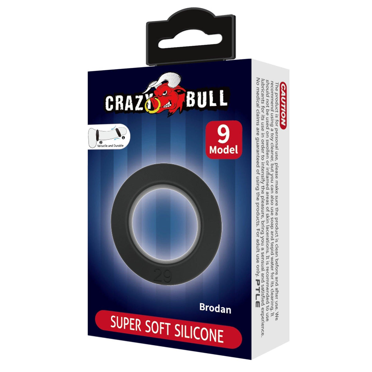 7-Pierścień erekcyjny silikonowy Crazy Bull Brodan wodoodporny 3,8 cm-7