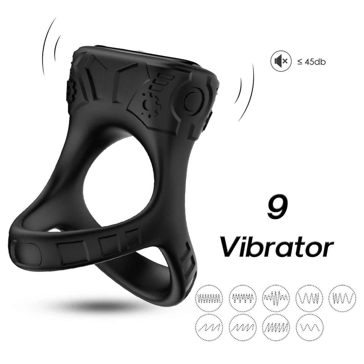 7-Pierścień wibrujący Mechay Black B Series Joy silikonowy USB 9 funkcji-7