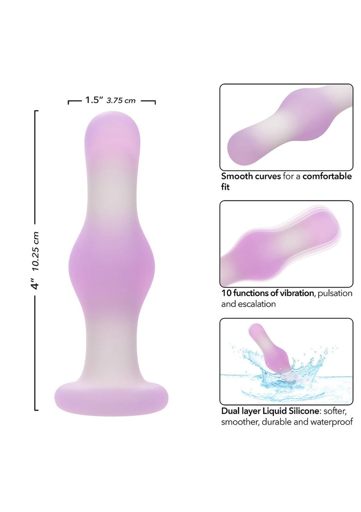 16-Silikonowy wibrujący korek analny Calexotics Lavender Haze fioletowy-16