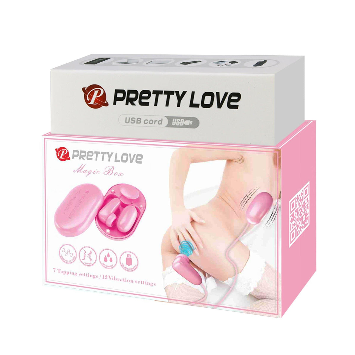 9-Wibrujące jajko Pretty Love Magic Box różowe 12 wibracji 7 stukania USB-9