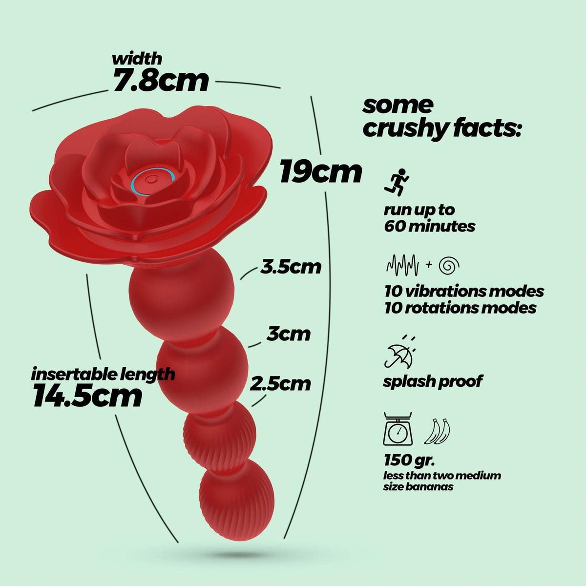 9-Korek analny wirujący Crushious Rosaline z pilotem silikonowy 19cm-9