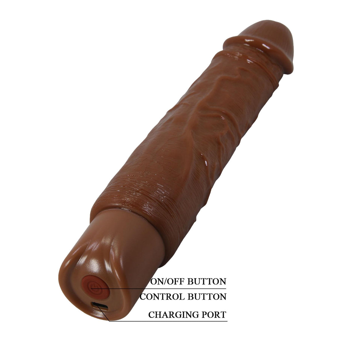 8-Realistyczny wibrator dildo Pretty Love Rufus brązowy USB-8