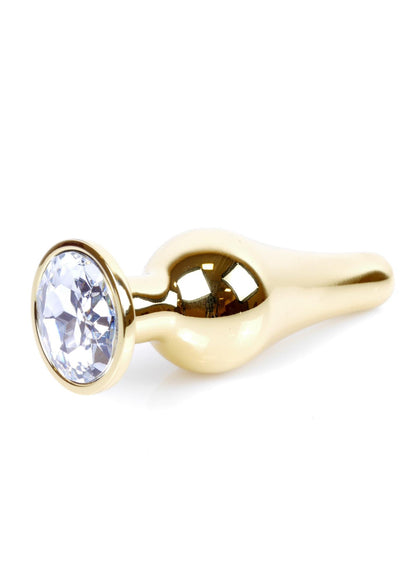 8-Korek analny stalowy złoty z diamencikiem MyLove Toys 9.5 cm-8
