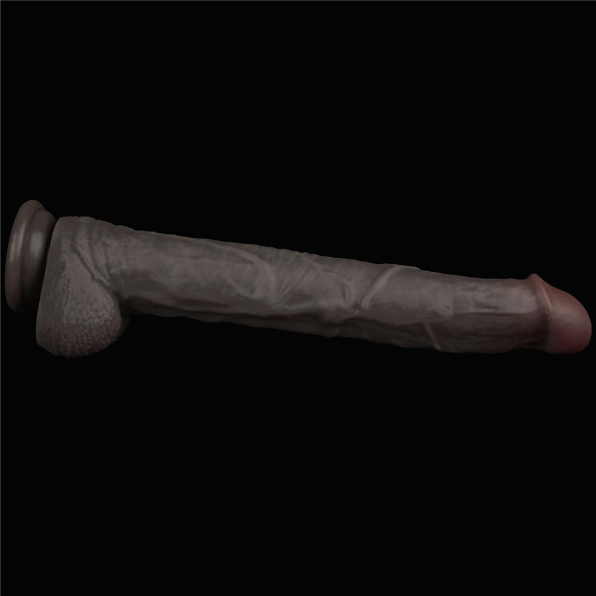 8-14.5'' Dual Layered Bendable Silicone Cock XXL(Black)-8