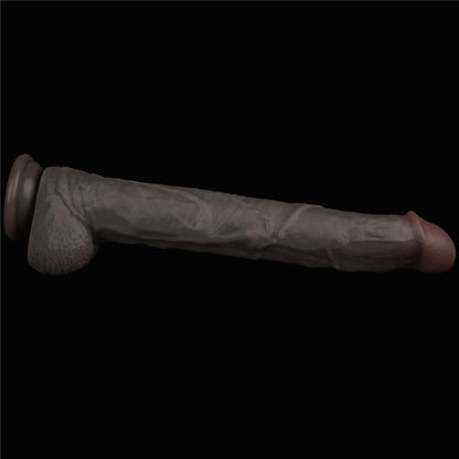 8-14.5'' Dual Layered Bendable Silicone Cock XXL(Black)-8
