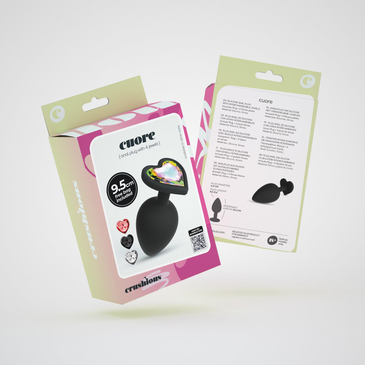 8-Plug analny Crushious Cuore Large z wymiennymi kryształkami-8