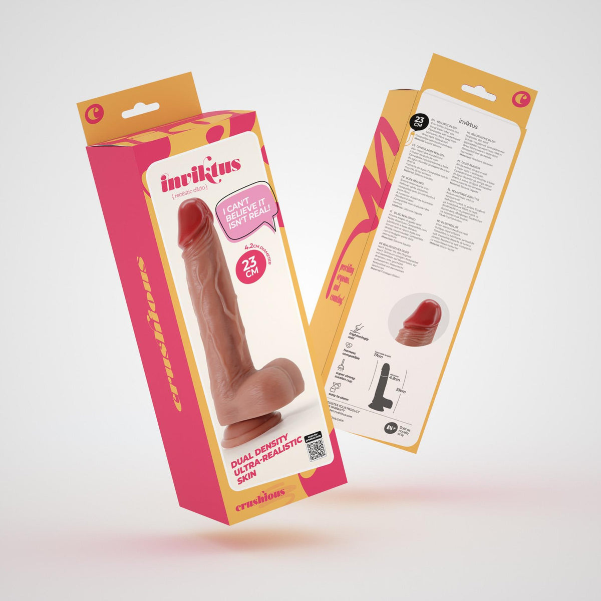 9-Dildo realistyczne Crushious Inviktus 9 cieliste 23 cm płynny silikon-9