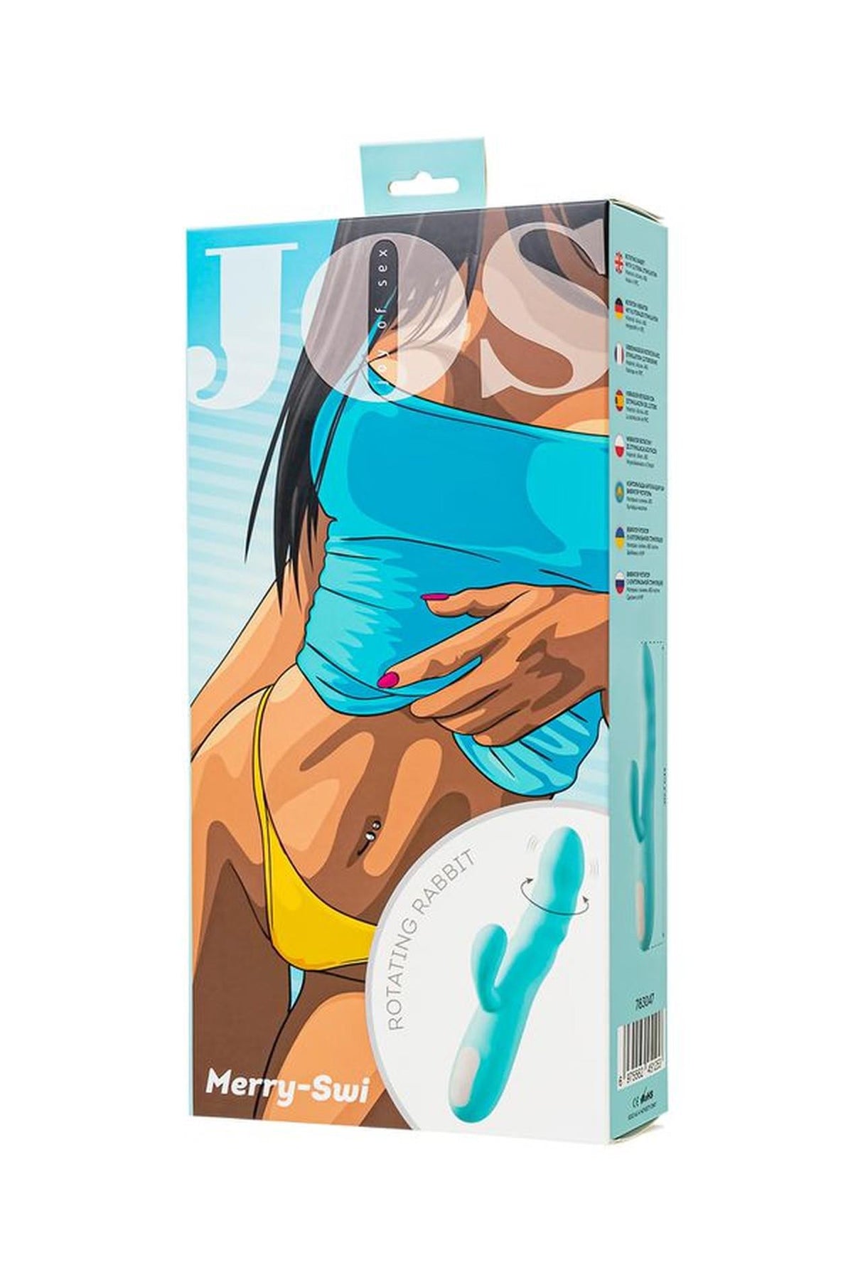 12-Wibrator króliczek rotacyjny JOS MERRY SWI niebieski silikonowy 20.7 cm USB-12