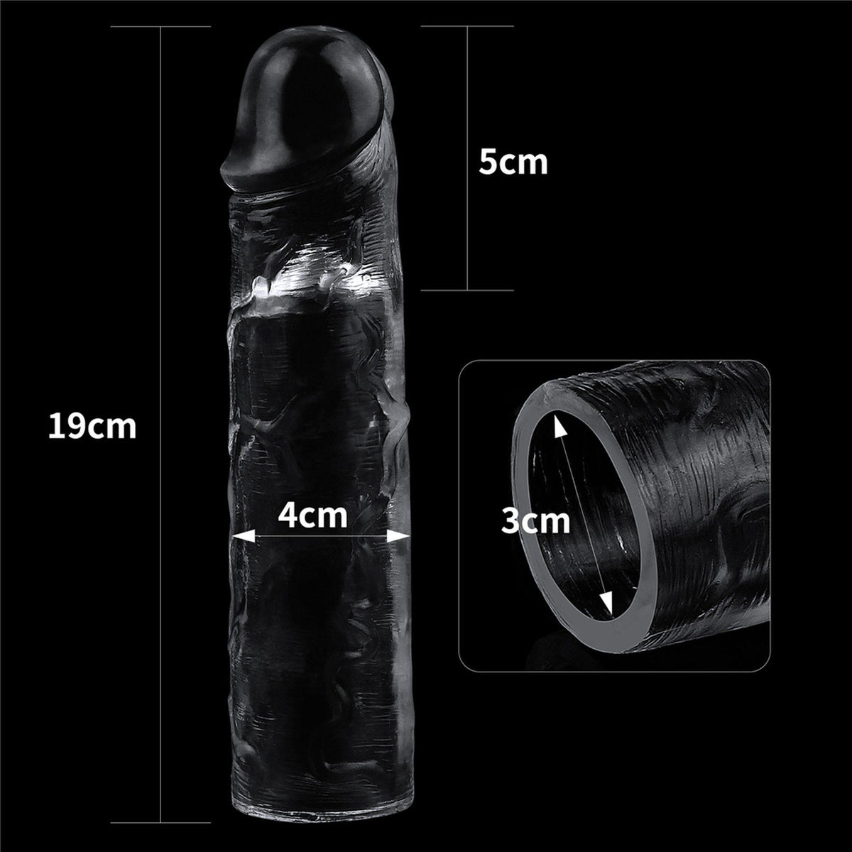8-Flawless Clear Penis Sleeve Add 2''-8
