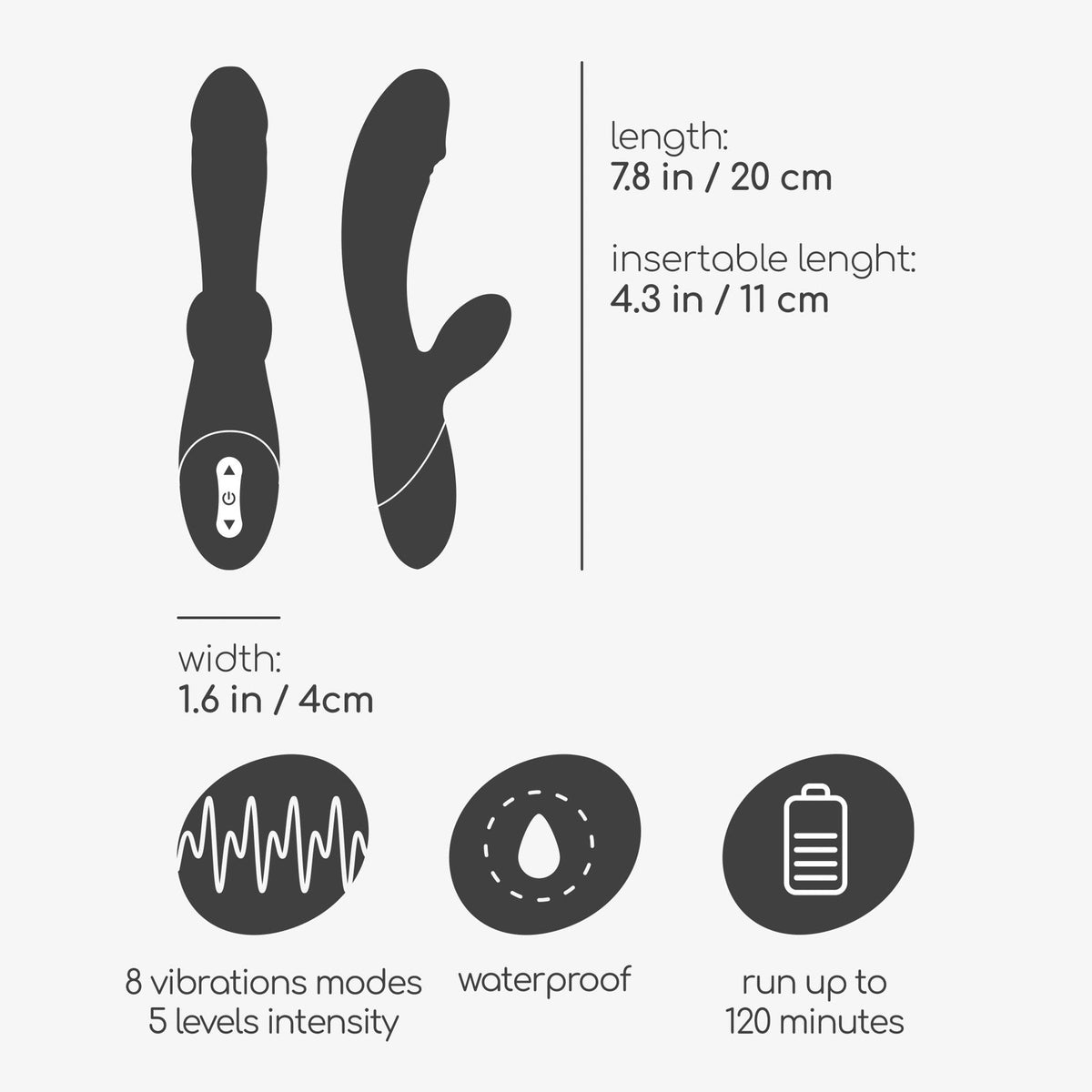8-Wibrator króliczek Crushious Dare Dong silikonowy USB 20 cm-8