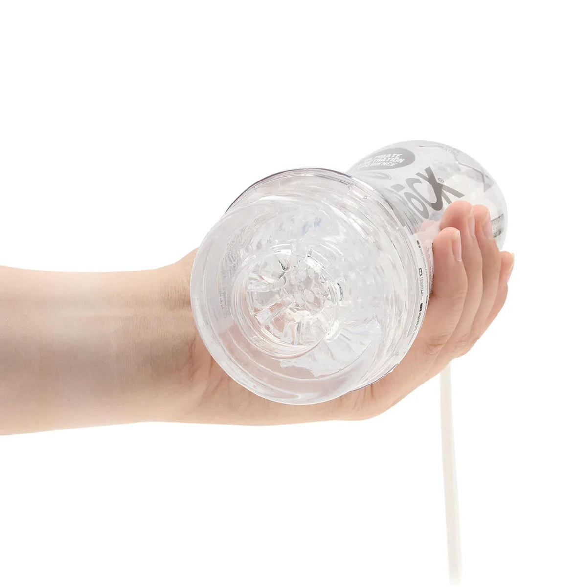8-Masturbator teksturowany Easy Rider RealRock transparentny 21 cm-8