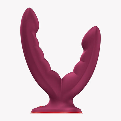 8-Dildo podwójne z przyssawką Fun Factory Ryde bordowe-8