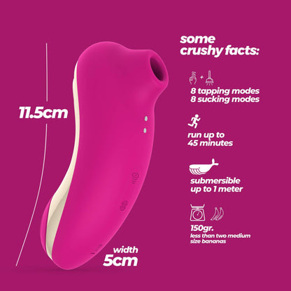 8-Stymulator łechtaczki Crushious Supernova ssący i stukający różowy USB 12cm-8