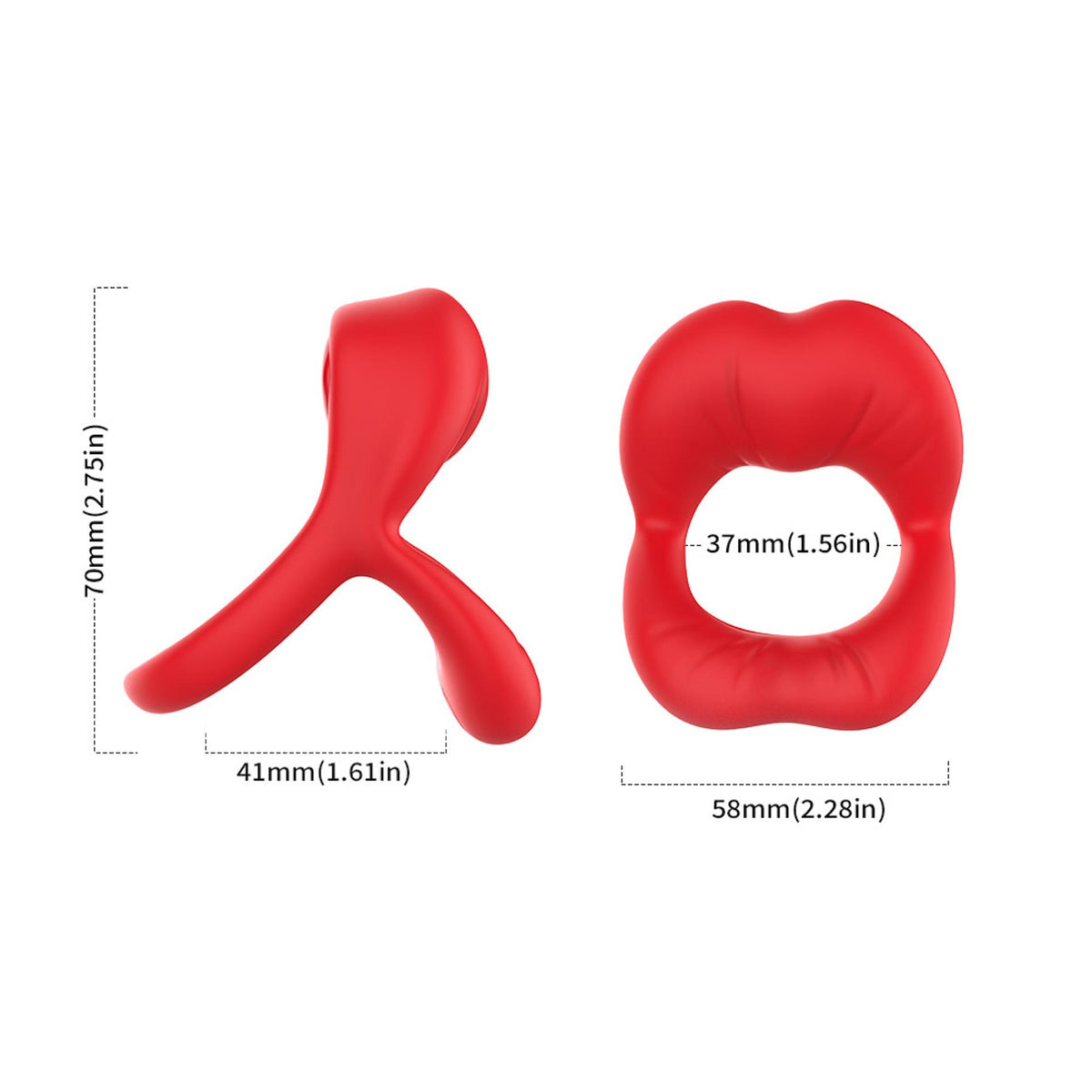 9-Pierścień wibrujący Big Mouth czerwony 9 funkcji B Series Joy 7 cm-9