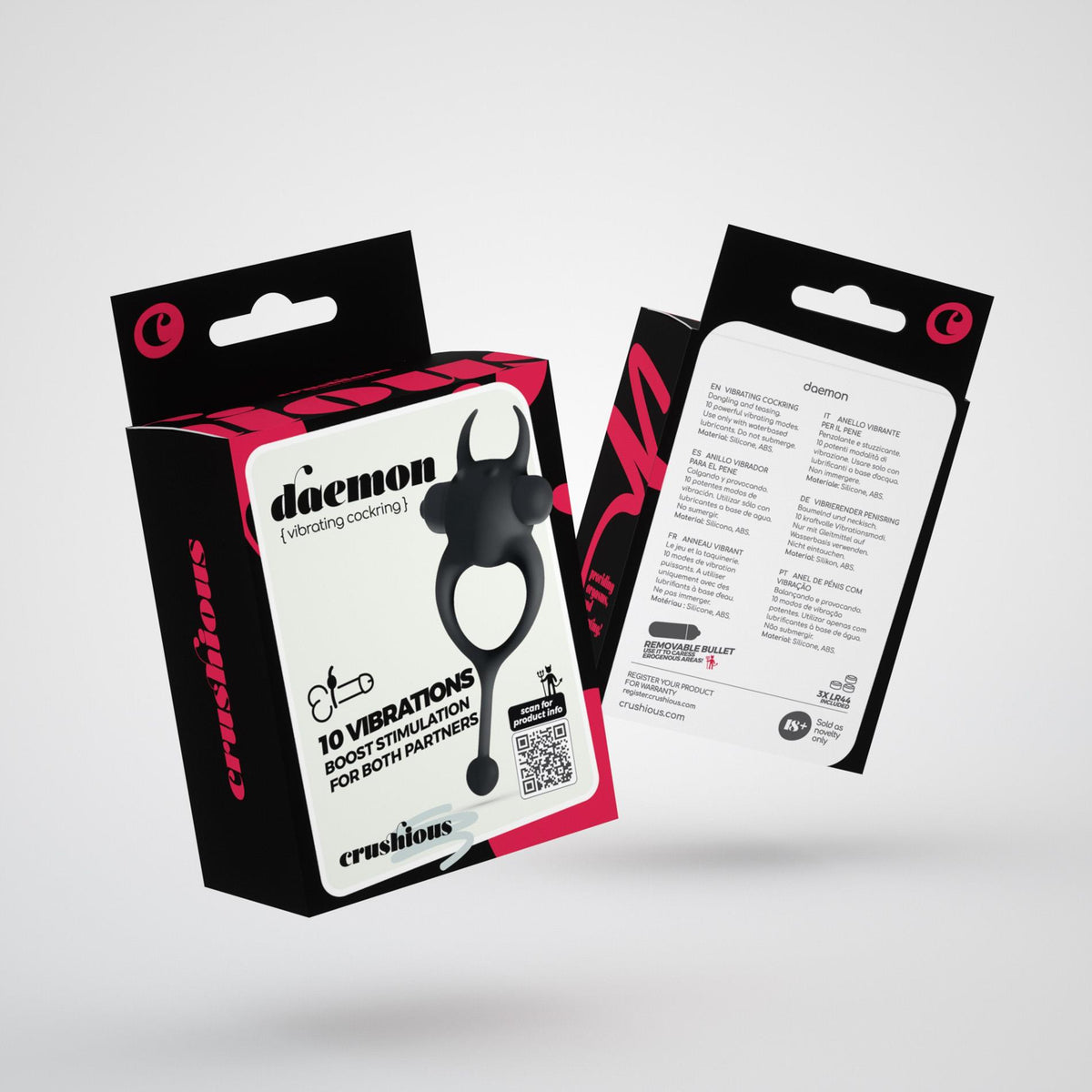 8-CRUSHIOUS DAEMON VIBRATING COCKRING BLACK-8