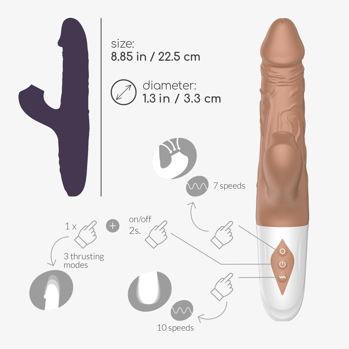 11-Wibrator realistyczny posuwisty Crushious El Matador 22,5 cm USB-11