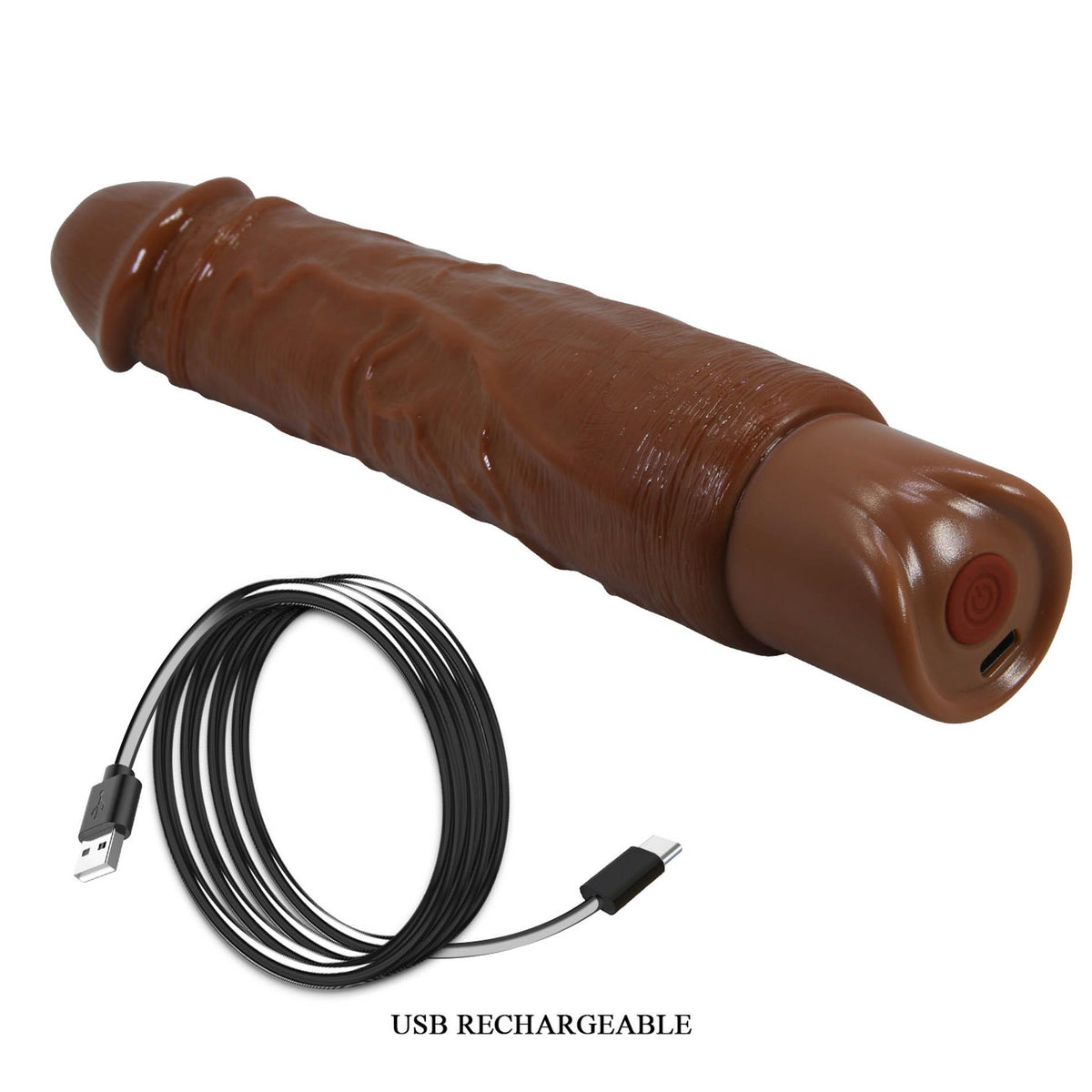 9-Realistyczny wibrator dildo Pretty Love Rufus brązowy USB-9