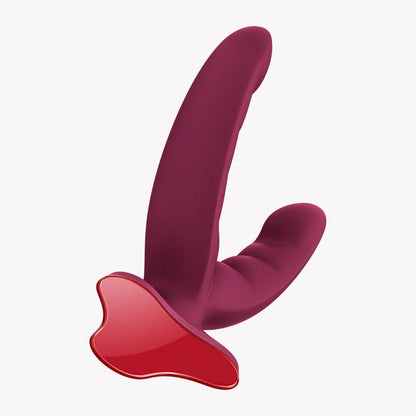 10-Dildo podwójne z przyssawką Fun Factory Ryde bordowe-10