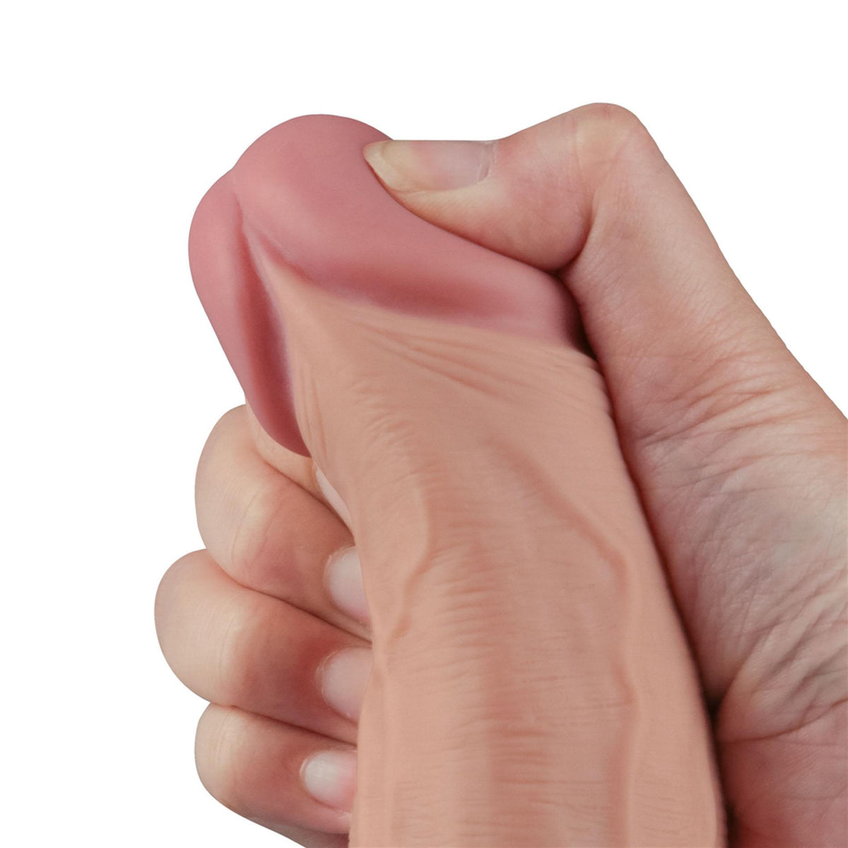 11-10" REAL SOFTEE Rechargeable TPE Vibrating Dildo(Flesh)-11