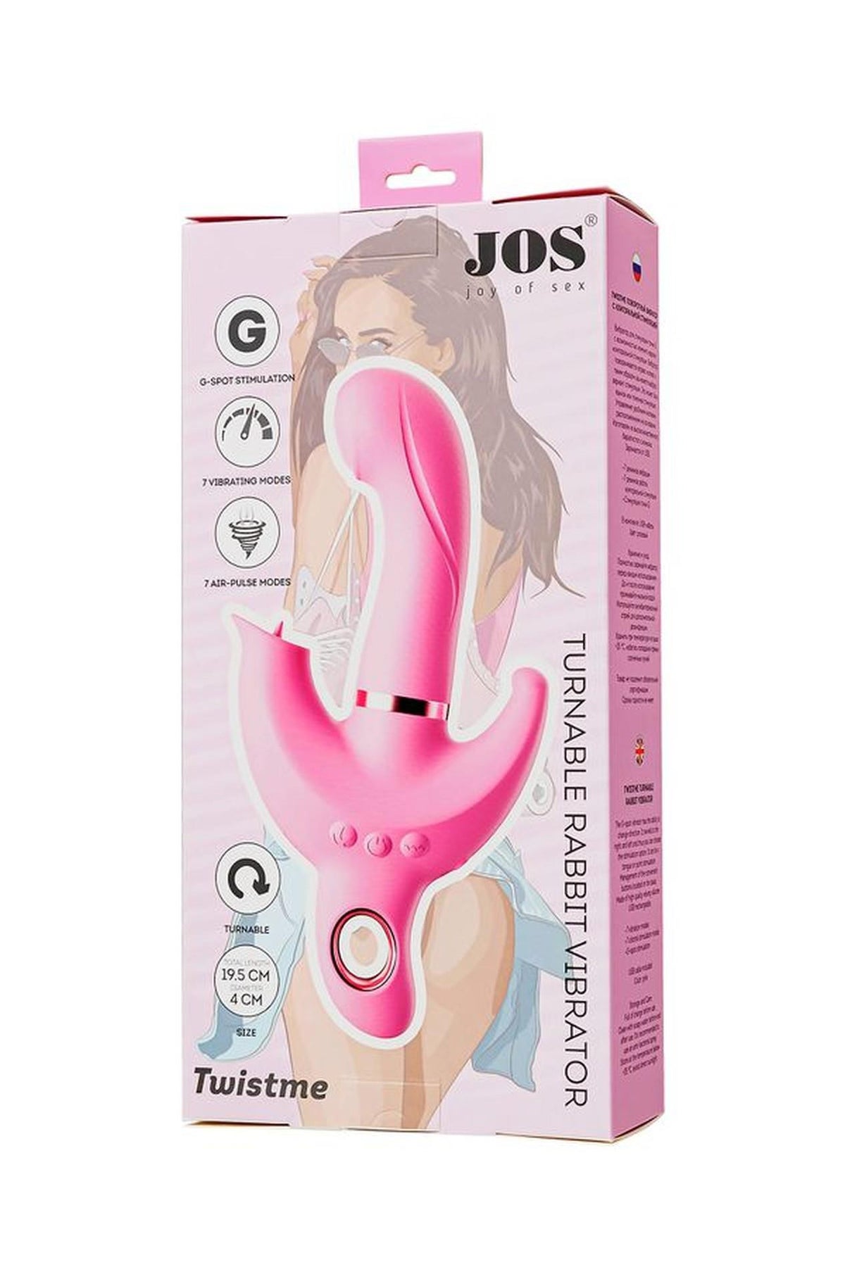 10-Wibrator króliczek obrotowy JOS Twistme różowy silikonowy USB 19.5 cm-10