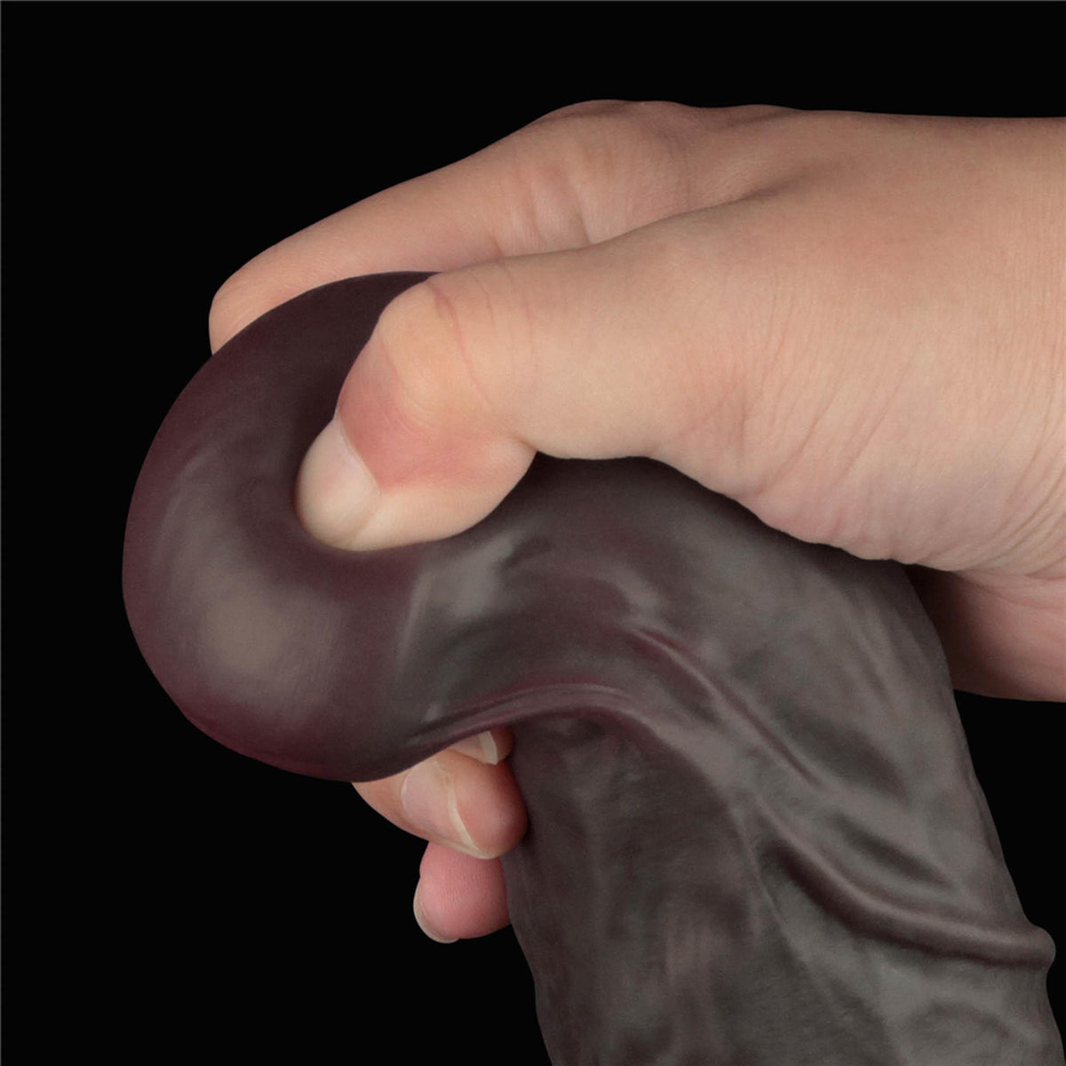 9-14.5'' Dual Layered Bendable Silicone Cock XXL(Black)-9