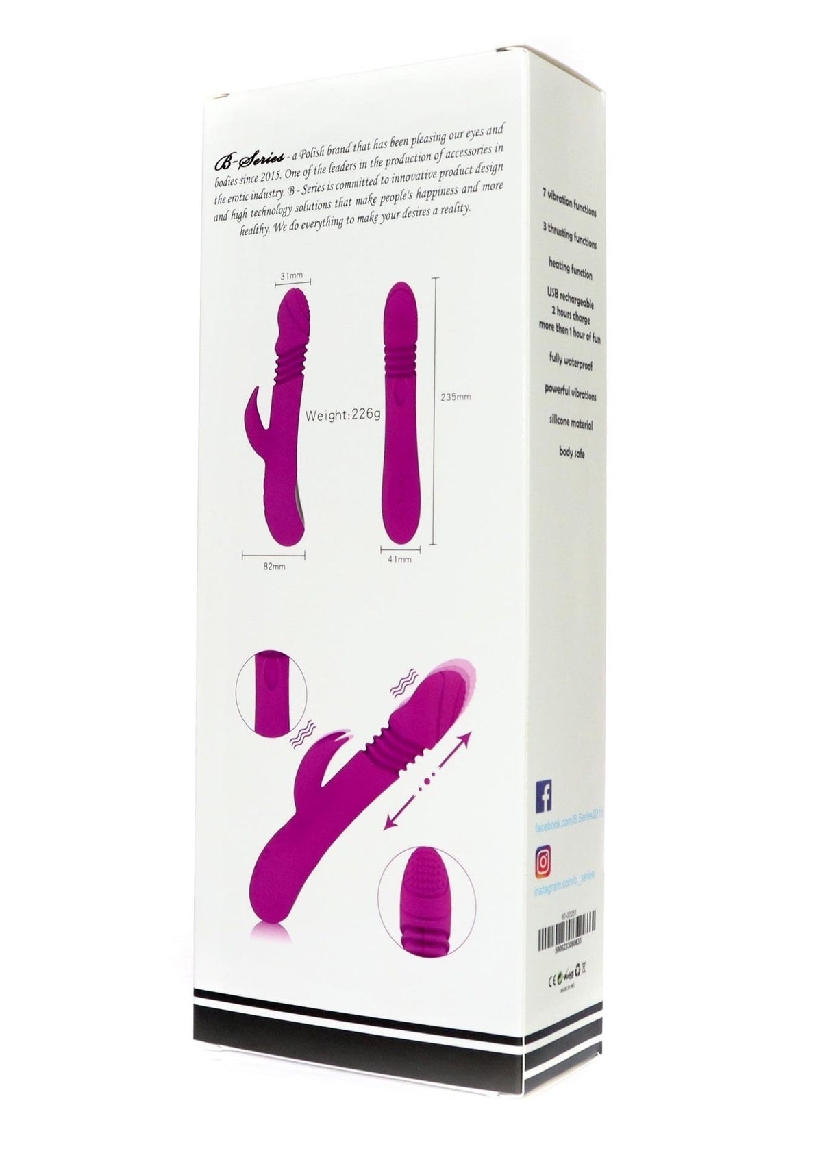12-Wibrator króliczek Ella silikonowy podgrzewany posuwisty USB-12