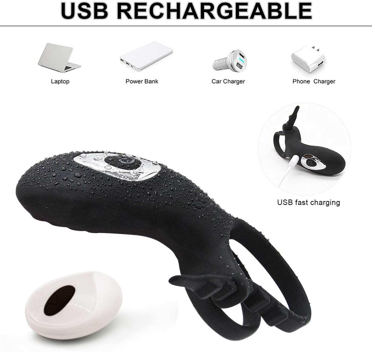 9-Regulowany podwójny pierścień wibrujący z pilotem B Series Cute USB-9